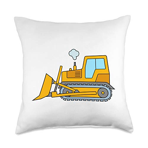 Construction Truck Designs Design with Yellow Dozer Bulldozer Construction Throw Pillow 18x18 Multicolor