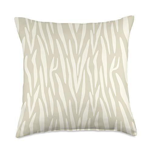 Grey  and  Gold Publishing Light Beige Yellow Zebra Print Animal AEW089 Throw Pillow 18x18 Multicolor