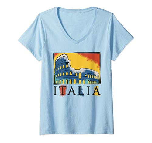 Womens Italia Paint Splatter - Rome Colosseum Italy Souvenir V-Neck T-Shirt