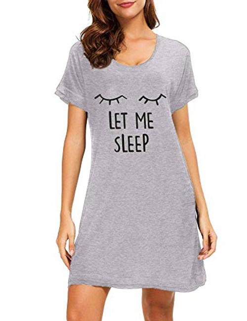 Erato Women's Nightgown Cotton Short Sleeve Nightshirts Nightwear Loungewear House Dress Sleep Shirts Nighty Sleepwear Grey Erato Women's Nightgown Cotton Short Sleeve Nightshirts Nightwear Loungewear House Dress Sleep Shirts Nighty Sleepwear Grey