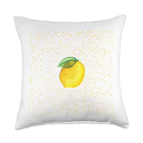 Abstract Art Decor Gifts Lemon Fruit Drawing Yellow Specks Print Decor Gift Throw Pillow 18x18 Multicolor