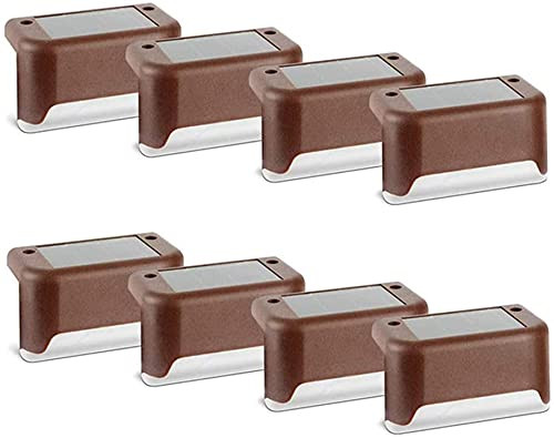 8Pcs Solar Deck Lights Fence Lamp Led Solar Powered Waterproof Lighting IP65 Waterproof LED Step Lamps for Outdoor Stairs Step Fence Yard Patio and Pathway -8Pcs Brown- 8Pcs Solar Deck Lights Fence Lamp Led Solar Powered Waterproof Lighting IP65 Waterproof LED Step Lamps for Outdoor Stairs Step Fence Yard Patio and Pathway -8Pcs Brown-