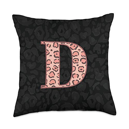 Cheetah Print Designs Pink Cheetah Print Leopard Pattern Letter D Throw Pillow 18x18 Multicolor