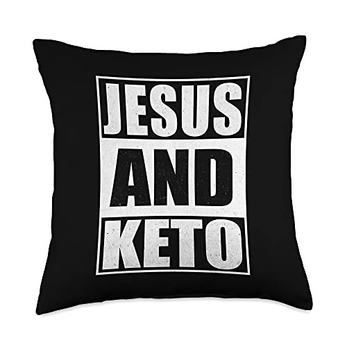 Funny christianity designs Jesus And Keto Diet Low Carb Ketogenic Throw Pillow 18x18 Multicolor