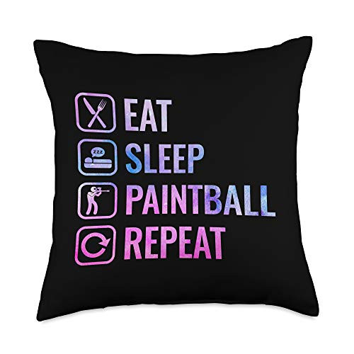 BW Paintball Gifts Paintball Player Eat Sleep Repeat Gift Throw Pillow 18x18 Multicolor