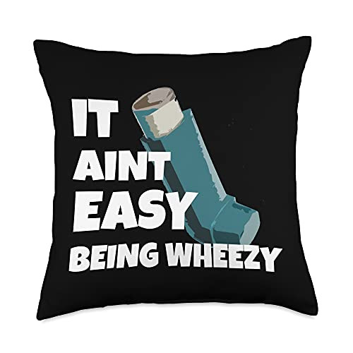 Staying Active It Aint Easy Being Wheezy Asthma Inhaler Breathing Heavy Throw Pillow 18x18 Multicolor