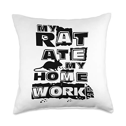 Pet Rat Gift Apparel Rat Ate My Home Work Funny Mouse Throw Pillow 18x18 Multicolor Pet Rat Gift Apparel Rat Ate My Home Work Funny Mouse Throw Pillow 18x18 Multicolor