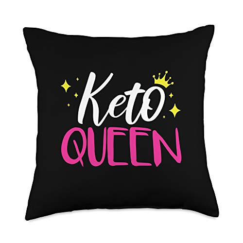 Keto Low Carb Themed Gifts Keto Queen for Women Girls Low Carb Diet High Protein Gift Throw Pillow 18x18 Multicolor