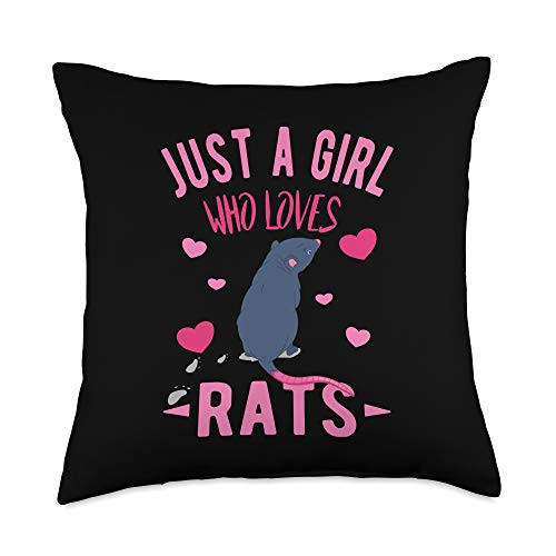 Cute Rat Mouse Rats Lover Gifts Just a Girl Crazy Lady Love Rats pet Throw Pillow 18x18 Multicolor Cute Rat Mouse Rats Lover Gifts Just a Girl Crazy Lady Love Rats pet Throw Pillow 18x18 Multicolor