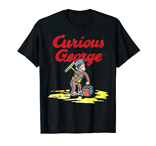 Curious George The Window Cleaner Portrait Logo T-Shirt