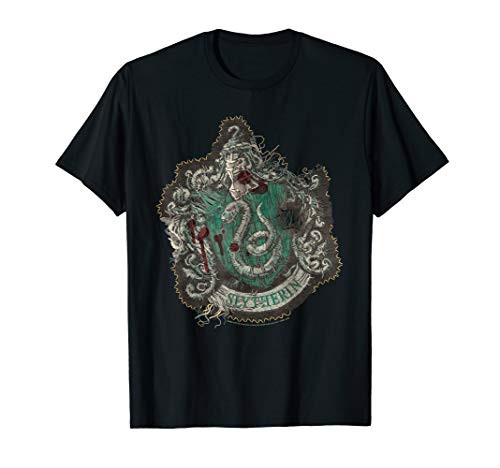 Harry Potter Slytherin Knitted Patch Damaged T-Shirt