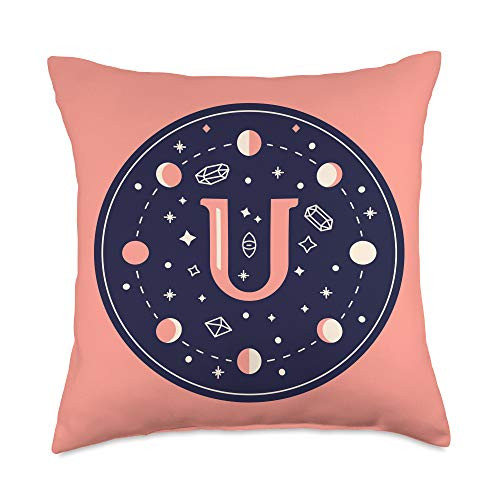 Letter Designs Initial Letter U Throw Pillow 18x18 Multicolor