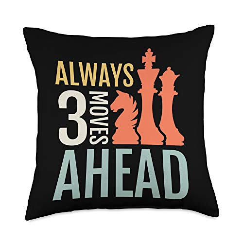 Chess Player Gifts Always 3 Moves Ahead Vintage Throw Pillow 18x18 Multicolor