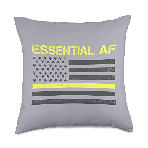 Thin Yellow Line Patriotic Gifts Tees Essential 911 Police Dispatcher Thin Yellow Line Gift Throw Pillow 18x18 Multicolor
