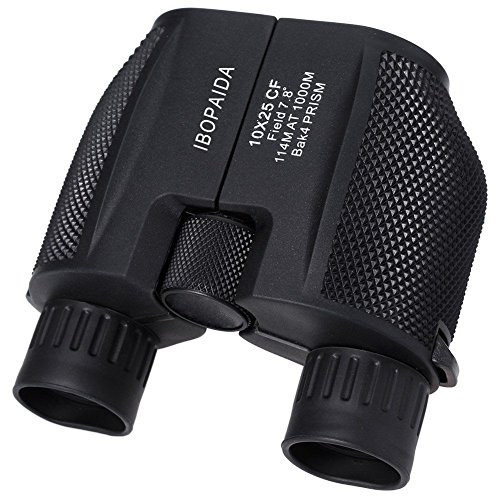IBOPAIDA 10x25 Folding High Powered Binoculars With Weak Light Night Vision Clear Bird Watching Great for Outdoor Sports Games and Concerts