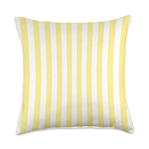 podartist Buttermilk Yellow White Large Vertical Cabana Tent Stripe Throw Pillow 18x18 Multicolor