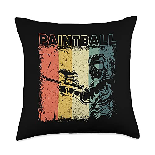Paintball And Airsoft Gift Vintage Retro Paintball Player Throw Pillow 18x18 Multicolor