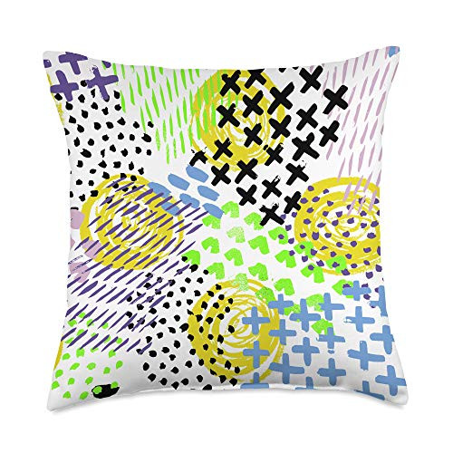 Swesly Totes  and  Pillows Abstract Pattern in Yellow Navy  and  Blue AES311 Throw Pillow 18x18 Multicolor
