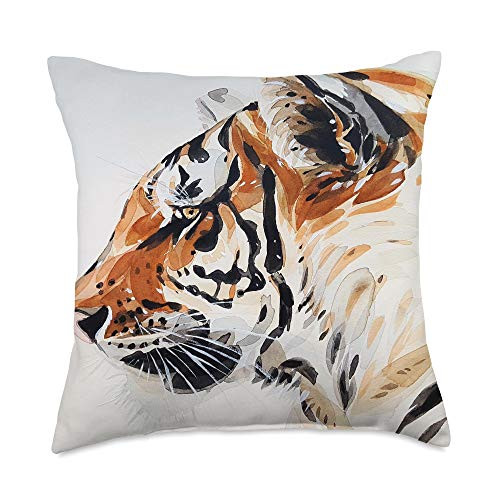 Tiger lover Gift Idea Animal Head Paint Tiger Lover Throw Pillow 18x18 Multicolor