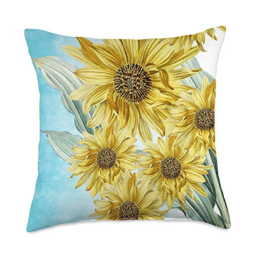 Sunflowers Sunshine Yellow Flowers Florist Gifts Yellow Flower Beautiful Aesthetics Floral Gift Sunflower Throw Pillow 18x18 Multicolor