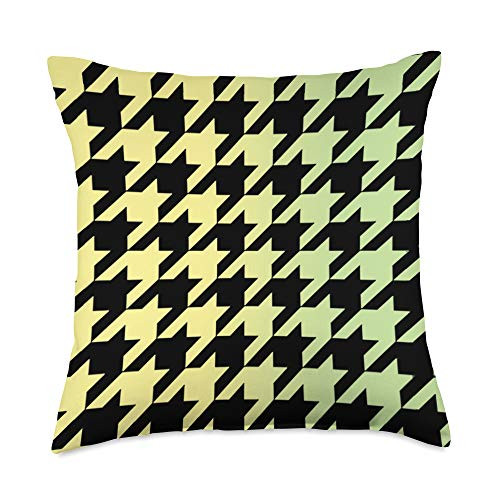 Houndstooth Hounds Tooth Yellow Green Throw Pillow 18x18 Multicolor