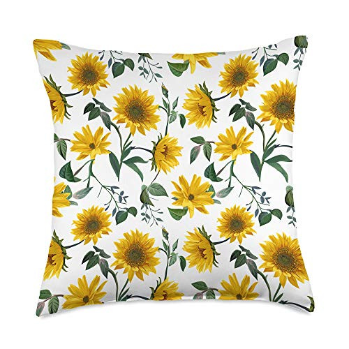 Beautiful Sunflower Aesthetics Floral Gift Idea Yellow Flower Sunshine Florist Aesthetics Pretty Sunflower Throw Pillow 18x18 Multicolor