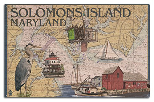 Lantern Press Solomons Island Maryland Nautical Chart -10x15 Wood Wall Sign Wall Decor Ready to Hang-