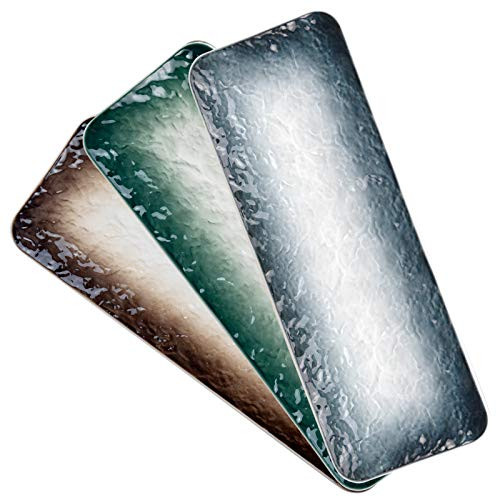 AQUIVER 11.5'' Ceramic Platters - Porcelain Water Wave Relief Texture - Party Porcelain Rectangle Serving Plates - for Appetizer Plates Party Sushi Entertaining Guests Set of 3 -3 Colors-