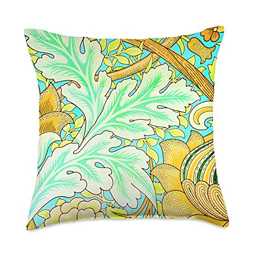 Decorative Pillows Victorian Decor Floral Turquoise Yellow Throw Pillow 18x18 Multicolor
