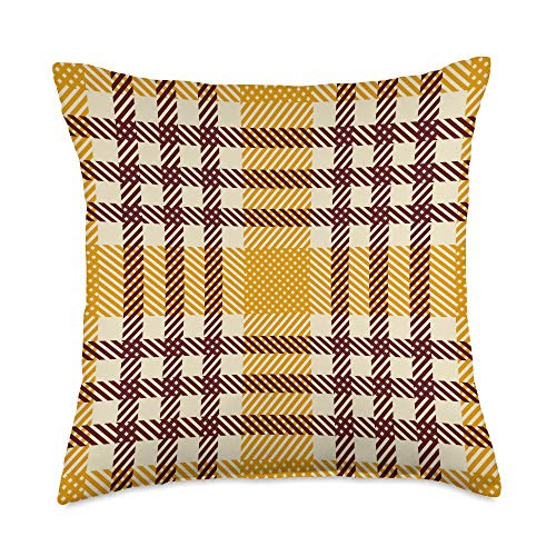 Christmas Buffalo Plaid Deer Colthing Christmas Yellow Buffalo Plaid Flannel Gingham Check Pattern Throw Pillow 18x18 Multicolor