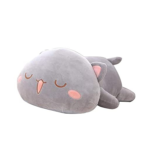 Peacebird Cute Kitten Plush Toy Stuffed Animal Pet Kitty Soft Anime Cat Plush Pillow Plush Cat Doll Soft Stuffed Kitten Pillow Doll Toyfor Kids Gray