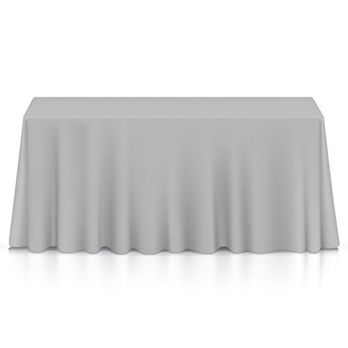 Lann's Linens - 90" x 156" Premium Tablecloth for Wedding/Banquet/Restaurant - Rectangular Polyester Fabric Table Cloth - Silver