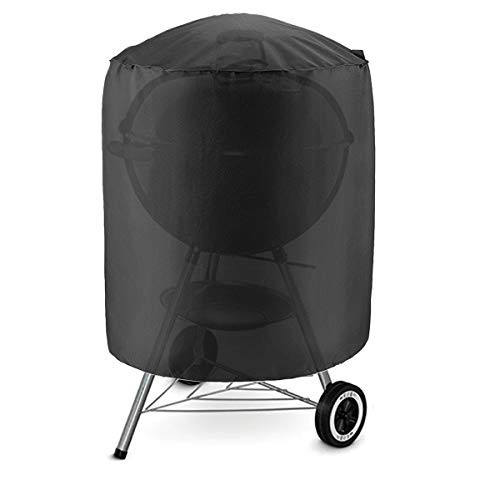 Podoy Outdoor Dome Smoker Cover 30 Inch Dia × 36 Inch H, Heavy Duty Waterproof Round Kettle Grill Cover & Barrel Cover Compatible for Weber Char-Broil Kamado and More?Black?