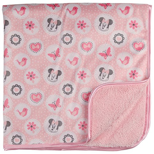 Disney Minnie Mouse Double Sided Birds and Butterflies Printed Mink Front and Sherpa Back Blanket