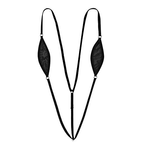 Aiihoo Women's One Piece Weeny Sling Shot Micro Bikini Lingerie Teardrop Extreme Teddy Bodysuit Swimsuit Black One Size