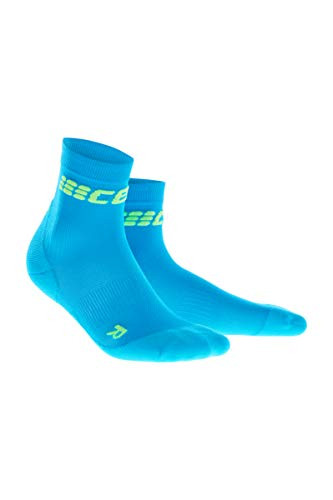 CEP Mens Crew Cut Performance Running Socks Ultralight-Electric Blue-Green- V