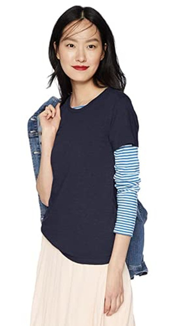 J.Crew Mercantile Women's Regular  and  Plus Vintage Cotton Studio Tee -X-Small Navy-