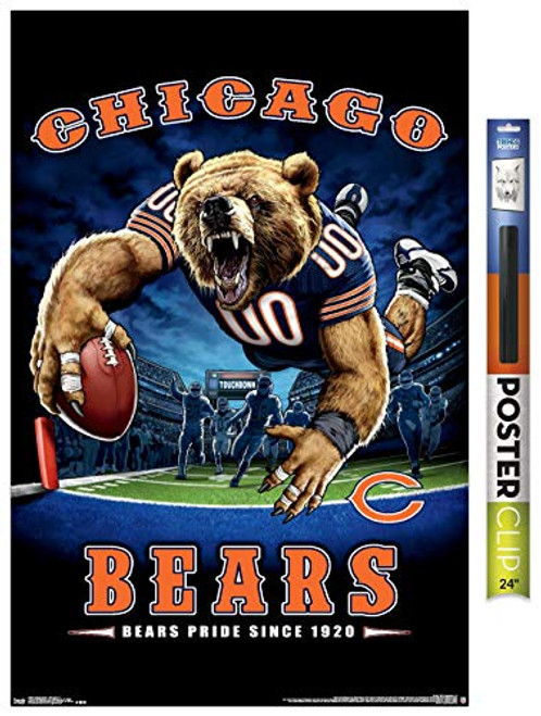 Trends International NFL Chicago Bears - End Zone 17 Wall Poster 22.375" x 34" Premium Poster  and  Clip Bundle Trends International NFL Chicago Bears - End Zone 17 Wall Poster 22.375" x 34" Premium Poster  and  Clip Bundle