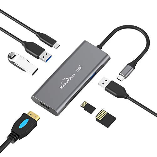 YUTALOW USB C Hub 7-in-1 Aluminum USB C Adapter with 4K HDMI Output Type-C PD Charging SD-TF Card Reader 3 USB 3.0 Ports USB C to HDMI Data Hub compatible for MacBook Pro XPS More Type C Devices YUTALOW USB C Hub 7-in-1 Aluminum USB C Adapter with 4K HDMI Output Type-C PD Charging SD-TF Card Reader 3 USB 3.0 Ports USB C to HDMI Data Hub compatible for MacBook Pro XPS More Type C Devices