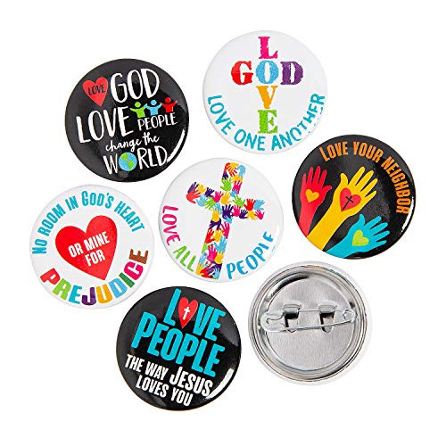 Fun Express Love GOD Love People Mini Buttons - Jewelry - 48 Pieces