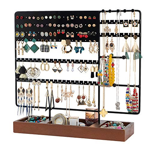 Earring Holder Stand 130 Holes Jewelry Stand Earring Holder Earring Organizer Ear Stud Holder Jewelry Organizer Jewelry Holder Tower Rack with Wooden Tray for Earring and Bracelet Necklace Ring Earring Holder Stand 130 Holes Jewelry Stand Earring Holder Earring Organizer Ear Stud Holder Jewelry Organizer Jewelry Holder Tower Rack with Wooden Tray for Earring and Bracelet Necklace Ring