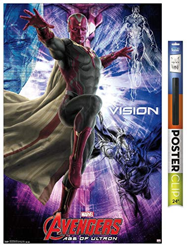 Trends International Marvel Cinematic Universe - Avengers - Age of Ultron - Vision Wall Poster 22.375" x 34" Premium Poster  and  Clip Bundle