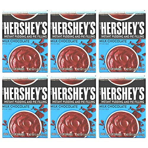 Hersheys Milk Chocolate Instant Pudding and Pie Filling - Pack of 6 Boxes - 23.7 oz Total - 3.95 oz Per Box - Bulk Hersheys Chocolate Instant Pudding and Pie Filling
