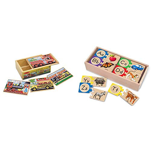 Melissa  and  Doug Vehicles 4-in-1 Wooden Jigsaw Puzzles  and  Self-Correcting Letter Puzzles Melissa  and  Doug Vehicles 4-in-1 Wooden Jigsaw Puzzles  and  Self-Correcting Letter Puzzles