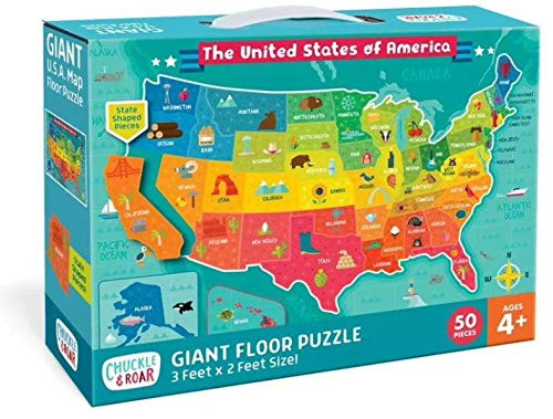 Chuckle  and  Roar Giant Floor Puzzle - US Map - 50pc