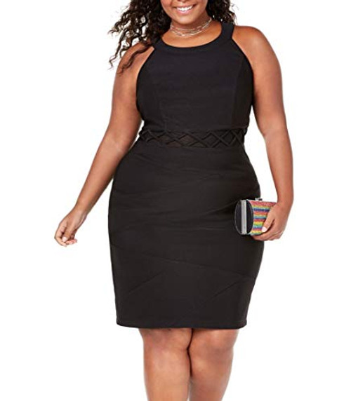 Emerald Sundae Womens Plus Juniors Illusion Bodycon Dress Black 2X