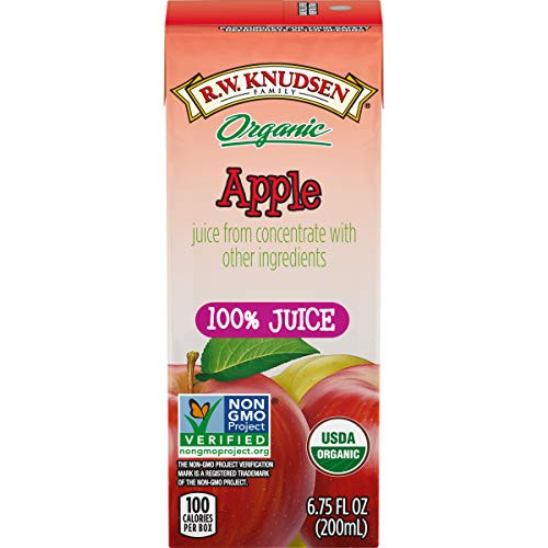R.W. Knudsen Organic 100 Percent Juice Apple Juice Boxes 6.75 Fluid Ounces -Pack of 28-
