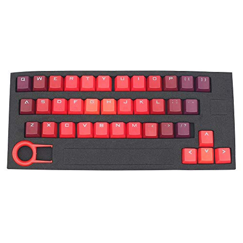 Gradient Color Keycap 37 PBT Double Shot Injection Backlit Keycaps for All Mechanical Gaming Keyboards with Key Puller (Flame Gradient Color)