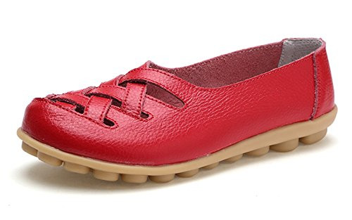 VenusCelia Women's Comfort Walking Casual Flat Loafer-11 M USRed-