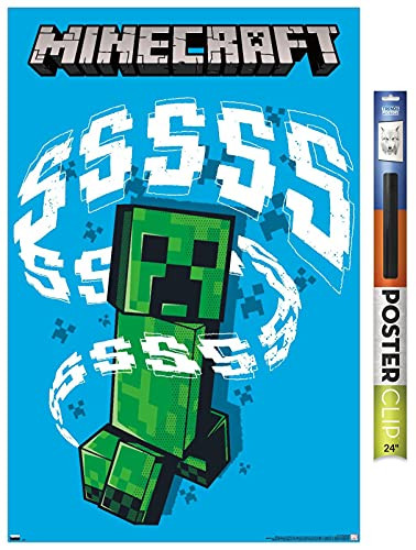Trends International Minecraft - Creeper SSS Wall Poster 22.375" x 34" Premium Poster  and  Clip Bundle